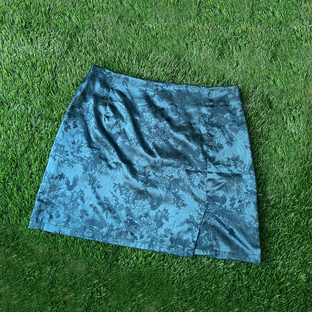 Blue Flower Pattern Mini Skirt